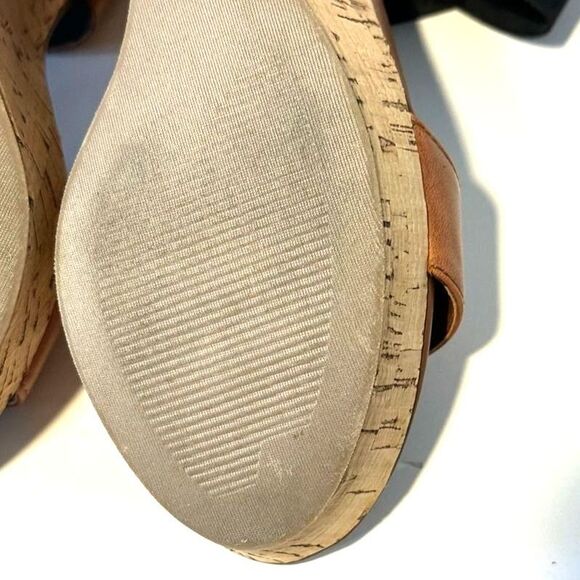 Steve Madden Women's 7 M Roper Wedge Cork Sandals Platform Heels Brown Black - Picture 10 of 14
